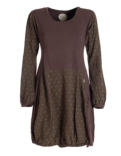 Vishes - Alternative Bekleidung - Langarm Damen-Keid Ballon-Kleid Shirt-Kleid kurz Loose fit braun 42 von Vishes