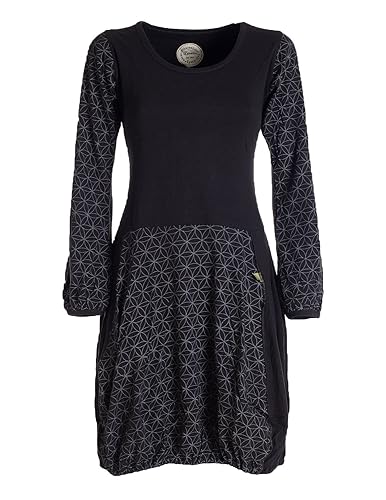 Vishes - Alternative Bekleidung - Langarm Damen-Keid Ballon-Kleid Shirt-Kleid kurz Loose fit schwarz 46 von Vishes