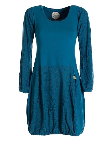 Vishes - Alternative Bekleidung - Langarm Damen-Keid Ballon-Kleid Shirt-Kleid kurz Loose fit türkis 34 von Vishes
