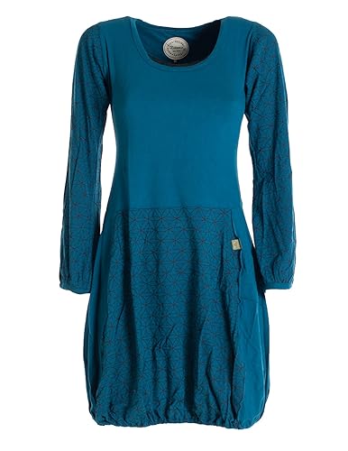 Vishes - Alternative Bekleidung - Langarm Damen-Keid Ballon-Kleid Shirt-Kleid kurz Loose fit türkis 46 von Vishes