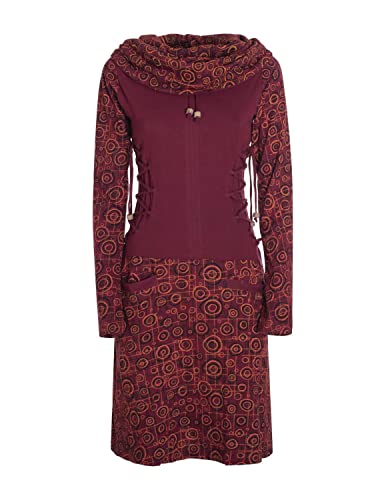 Vishes - Alternative Bekleidung - Langarm Damen Kleid Jerseykleid Strickkleid Sweatshirtkleid - Kleid Damen Langarm Kleid Herbst dunkelrot 42 von Vishes