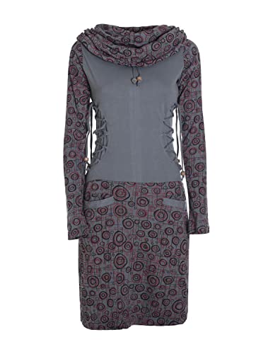 Vishes - Alternative Bekleidung - Langarm Damen Kleid Jerseykleid Strickkleid Sweatshirtkleid - Kleid Damen Langarm Kleid Herbst grau 40 von Vishes