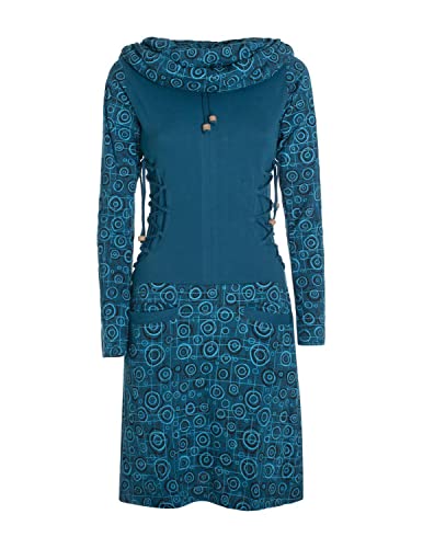 Vishes - Alternative Bekleidung - Langarm Damen Kleid Jerseykleid Strickkleid Sweatshirtkleid - Kleid Damen Langarm Kleid Herbst türkis 46 von Vishes