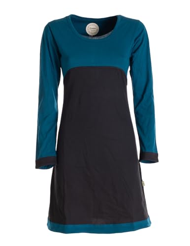 Vishes - Alternative Bekleidung - Langarm Damen Kleid Longshirt Jerseykleid Bio-Baumwolle GOTS schwarz-türkis 38 von Vishes