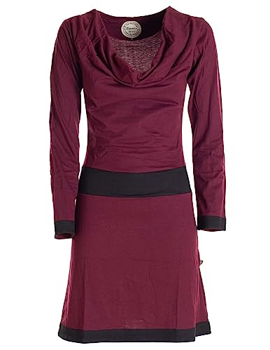 Vishes - Alternative Bekleidung - Langarm Damen Kleid Wasserfallkragen Bio-Baumwolle breiter Bund dunkelrot 40 von Vishes