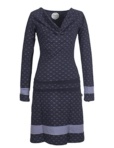 Vishes - Alternative Bekleidung - Langarm Damen Lagen-Look Tunika Jersey-Kleid Bedruckt Wasserfall-Kragen schwarz 46 von Vishes