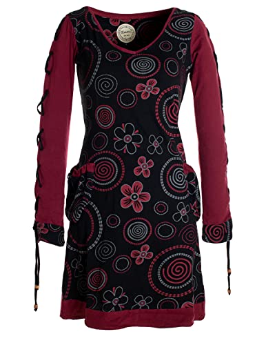 Vishes - Alternative Bekleidung - Langarm Damen Shirt Kleid Blümchenkleid Hippie Bedruckt 70er 80er schwarz 48 von Vishes