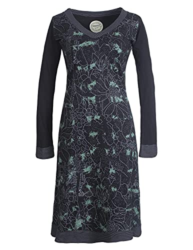 Vishes - Alternative Bekleidung - Langarm Damen Tie-Dye Batik-Kleid Blumen-Kleid Sweat-Kleid Baumwoll-Kleid schwarz 34 von Vishes