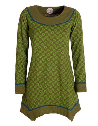Vishes - Alternative Bekleidung - Langarm Damen Tunika Shirt-Kleid Ethno Zipfel-Bluse Blusenkleid Olive 48-50 von Vishes