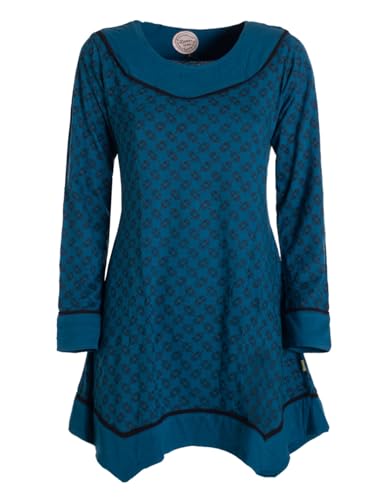 Vishes - Alternative Bekleidung - Langarm Damen Tunika Shirt-Kleid Ethno Zipfel-Bluse Blusenkleid türkis 40 von Vishes