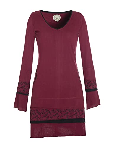 Vishes- Alternative Bekleidung - Langarm Lagenlook Damen Kleid Jerseykleid Strickkleid Sweatshirtkleid dunkelrot 34-36 von Vishes