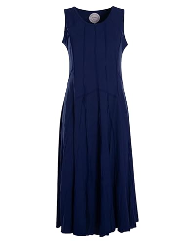 Vishes - Alternative Bekleidung - Lange Damen Kleider Sommerkleid Lang Einfarbig ärmellos Patchwork dunkelblau 48 von Vishes