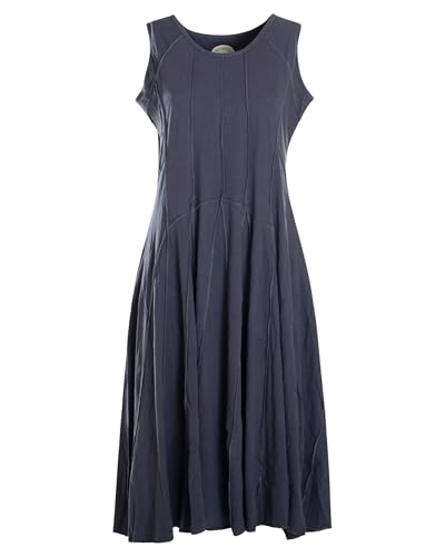 Vishes - Alternative Bekleidung - Lange Damen Kleider Sommerkleid Lang Einfarbig ärmellos Patchwork graublau 44 von Vishes