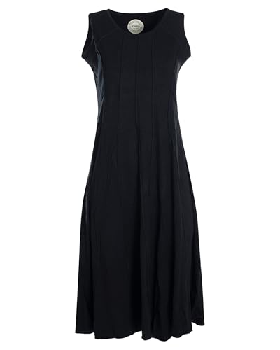 Vishes - Alternative Bekleidung - Lange Damen Kleider Sommerkleid Lang Einfarbig ärmellos Patchwork schwarz 44 von Vishes