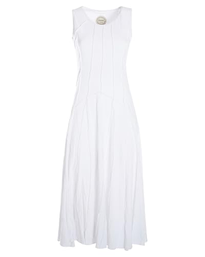 Vishes - Alternative Bekleidung - Lange Damen Kleider Sommerkleid Lang Einfarbig ärmellos Patchwork weiß 44 von Vishes