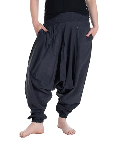 Vishes - Alternative Bekleidung - Lange Unisex Baumwoll Haremshose Schlupfhose Einfarbig Einheitsgröße 34-46 Schwarz von Vishes