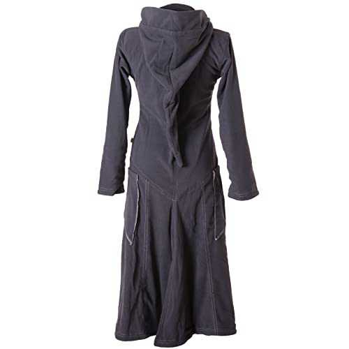 Vishes - Alternative Bekleidung - Langer, warmer Fleece Mantel mit Zipfelkapuze grau 48 von Vishes