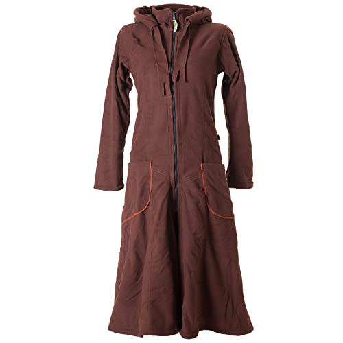 Vishes - Alternative Bekleidung - Langer, warmer Fleece Mantel mit Zipfelkapuze braun 40 von Vishes