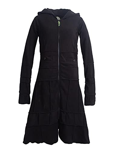 Vishes - Alternative Bekleidung - Langer Warmer Weicher Damen Winter Fleecemantel Kapuze Stehkragen Schwarz ohne Kragen 36 von Vishes