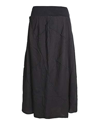 Vishes - Alternative Bekleidung - Langer Weiter Damen Patchwork-Rock - Hand-Gewebte Baumwolle schwarz 46 von Vishes