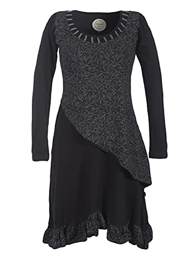 Vishes - Alternative Bekleidung - Langes Asymmetrisches Damen Lagenkleid Baumwolle Runder Ausschnitt schwarz 36 von Vishes