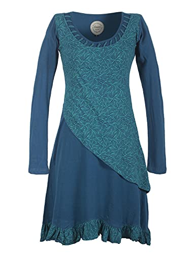 Vishes - Alternative Bekleidung - Langes Asymmetrisches Damen Lagenkleid Baumwolle Runder Ausschnitt türkis 38-40 von Vishes