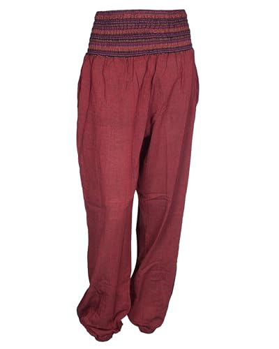 Vishes - Alternative Bekleidung - Leichte Damen Chino Haremshose mit dehnbarem Bund Taschen dunkelrot von Vishes