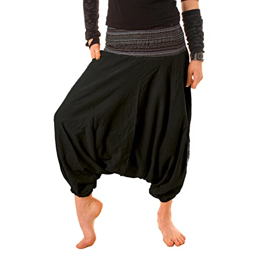 Vishes - Alternative Bekleidung - Leichte Kurze Dreiviertel Baumwoll Haremshose - elastischer gesmokter Bund - auch für Kinder schwarz von Vishes