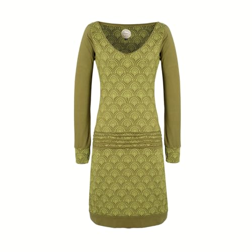 Vishes Leichtes Jerseykleid Langarm mit Punkten in Olive | Größe M (38-40) | Handgefertigt aus 100% Baumwolle | Ideal für Herbst & Frühjahr | Nachhaltige Alternative Bekleidung von Vishes