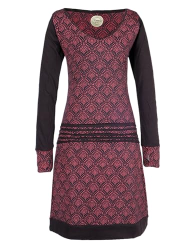 Vishes - Alternative Bekleidung - Leichtes Jerseykleid Damen Langarm Kleider Sweatkleid Punkte schwarz-dunkelrot 34 von Vishes