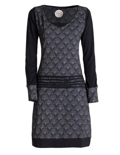 Vishes - Alternative Bekleidung - Leichtes Jerseykleid Damen Langarm Kleider Sweatkleid Punkte schwarz-grau 34 von Vishes