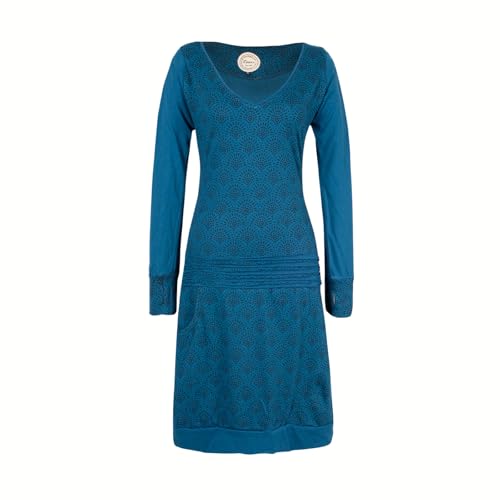 Vishes - Alternative Bekleidung - Leichtes Jerseykleid Damen Langarm Kleider Sweatkleid Punkte türkis 42 von Vishes