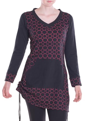 Vishes - Alternative Bekleidung - Leichtes Langarmshirt-Kleid Kurze Damen Kleider Langarm Tunika schwarz 2XL von Vishes
