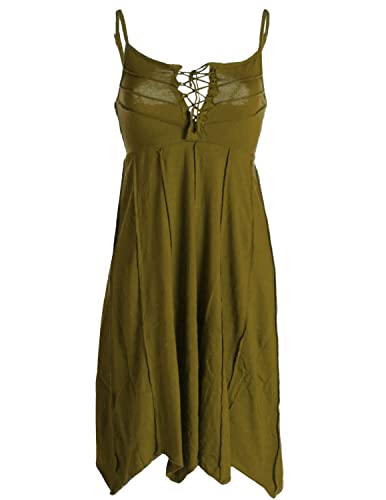 Vishes - Alternative Bekleidung - Leichtes Sommerkleid mit verstellbaren Trägern Olive 34 (XS) von Vishes