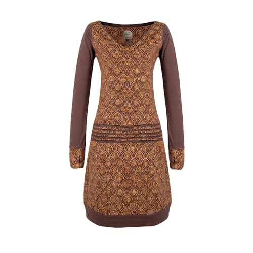 Vishes - Alternative Bekleidung - Leichtes Jerseykleid Damen Langarm Kleider Sweatkleid Punkte braun 42 von Vishes