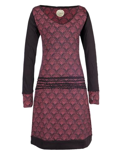 Vishes - Alternative Bekleidung - Leichtes Jerseykleid Damen Langarm Kleider Sweatkleid Punkte schwarz-dunkelrot 48 von Vishes