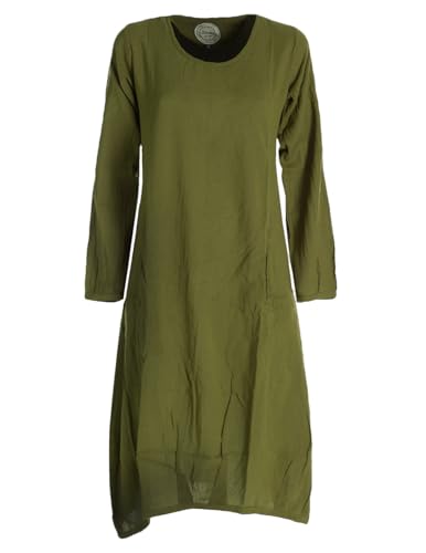 Vishes - Alternative Bekleidung - Luftiges Damen Sommerkleid Langarm Longshirt-Kleid Shirt-Kleid Olive 44-46 von Vishes