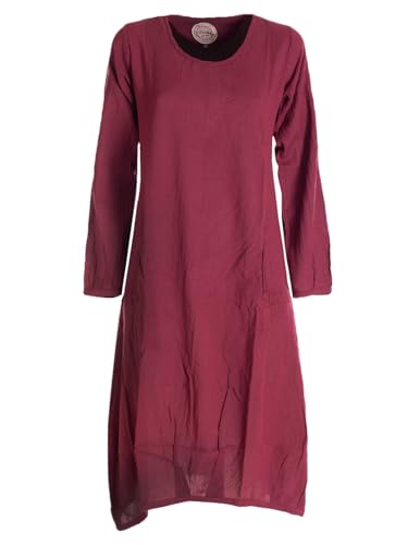 Vishes - Alternative Bekleidung - Luftiges Damen Sommerkleid Langarm Longshirt-Kleid Shirt-Kleid dunkelrot 52 von Vishes