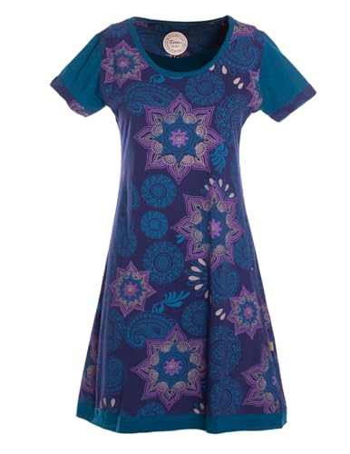 Vishes - Alternative Bekleidung Mini Kurzarm Baumwolle Sommerkleid Mandalas Hippie dunkelblau 36 von Vishes