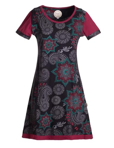Vishes - Alternative Bekleidung Mini Kurzarm Baumwolle Sommerkleid Mandalas Hippie schwarz 46 von Vishes
