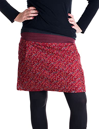 Vishes - Alternative Bekleidung - Mit Blumen bedruckter Baumwollrock mit weichem, elastischem Jerseybund und ?Hosentaschen? dunkelrot 36 von Vishes
