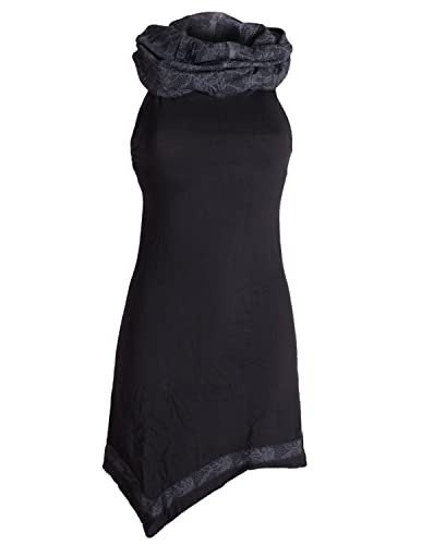 Vishes - Alternative Bekleidung - Neckholder Zipfelkleid mit Kapuzenkragen aus Baumwolle schwarz 34 von Vishes