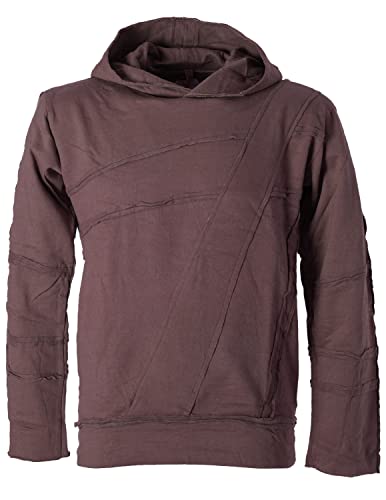 Vishes - Alternative Bekleidung - Patchwork Herren Tribal Hoodie Warm Baumwollsweater Kapuzenpullover Dunkelbraun L von Vishes