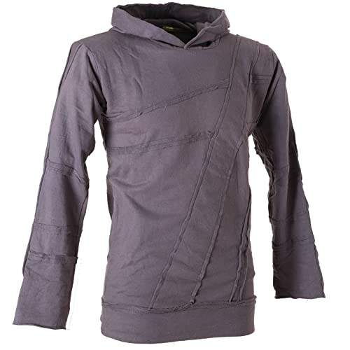 Vishes - Alternative Bekleidung - Patchwork Herren Tribal Hoodie Warm Baumwollsweater Kapuzenpullover grau 2XL von Vishes