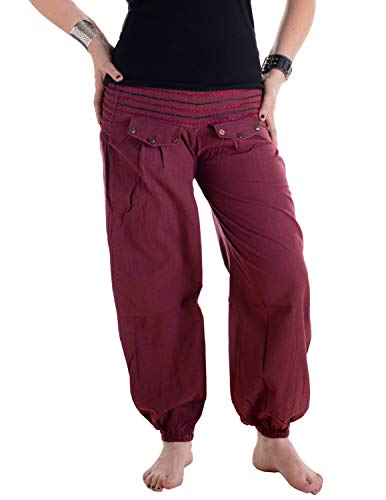 Vishes - Alternative Bekleidung - Pludrige Sommer Damen Chino Haremshose aus Baumwolle dunkelrot 34-38 von Vishes