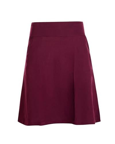 Vishes - Alternative Bekleidung - Rock Damen Knielang Bio Baumwolle Breiter Bund Jersey Röcke Basic dunkelrot 38 von Vishes