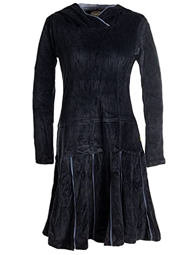 Vishes - Alternative Bekleidung - Samt Minikleid mit Kapuze Cape Kleid schwarz 44 von Vishes