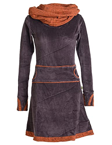 Vishes - Alternative Bekleidung - Samtkleid mit Kapuzenkragen braun 38 von Vishes