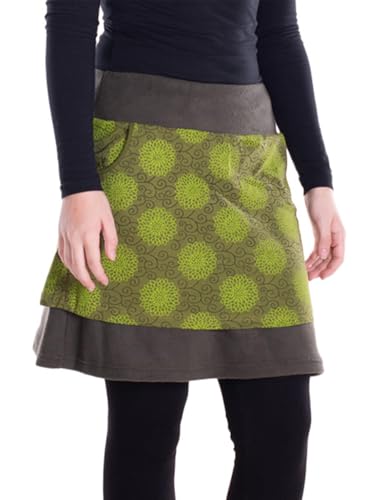 Vishes - Alternative Bekleidung - Thermorock Warmer Damen Winterröcke kurz Lagenlook aus ECO-Fleece Olive 42 von Vishes