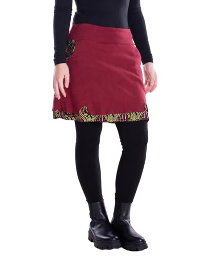 Vishes - Alternative Bekleidung - Thermorock Warmer Damen Winterröcke kurz Taschenrock aus ECO-Fleece dunkelrot 42 von Vishes